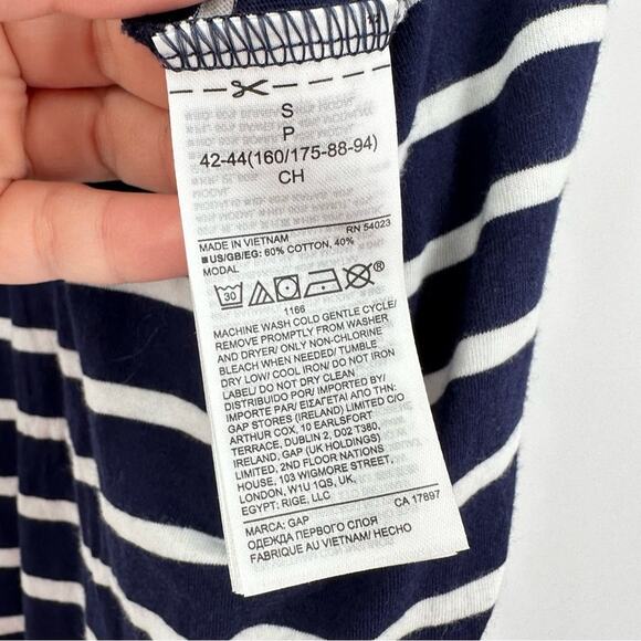 LOVE by Gap Sleep Romper Soft Stripe Blue White Pockets Shorts Size S - Picture 6 of 8